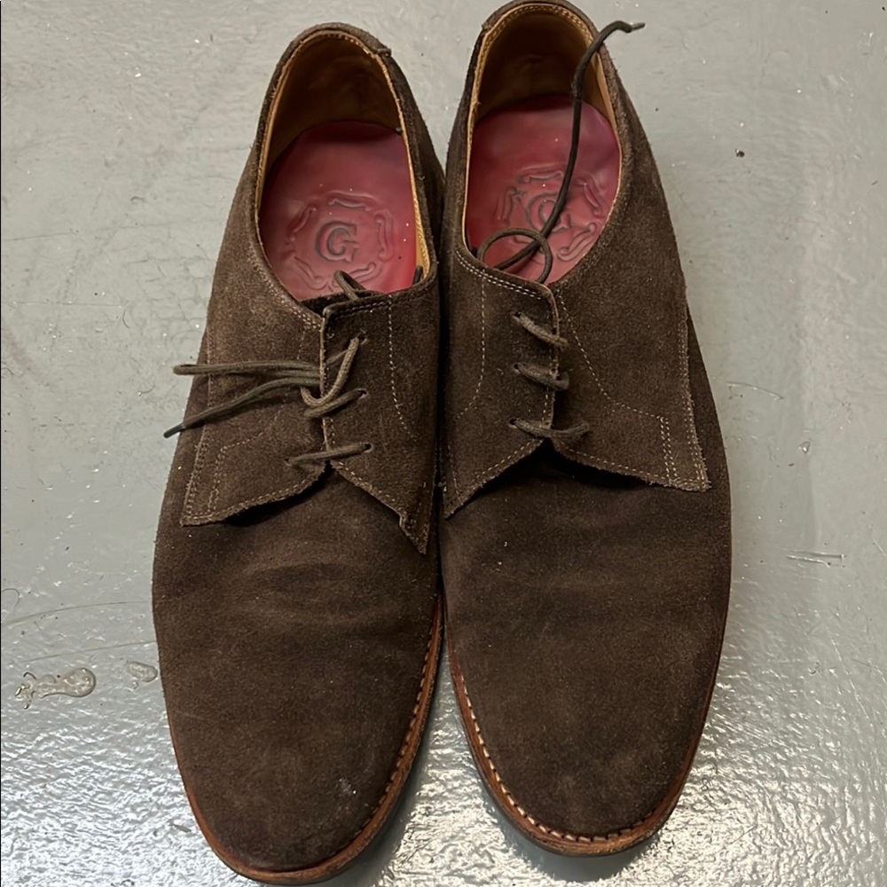 M. Gemi Brown Suede Derby Oxfords with Minimalist Design